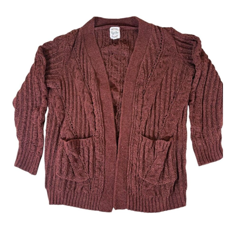 Hippie Rose Rust Open Cardigan Knit Sweater Size M